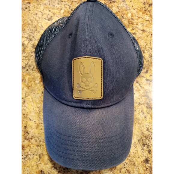 Psycho Bunny Men's Cotton Relaxed Fit Adjustable Cap -Hat  Navy Blue - Picture 1 of 9